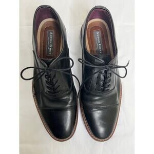 Aston Grey Collection Kindu black leather dress shoes men's size 9.5